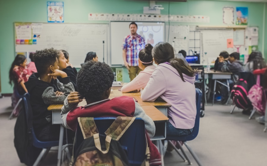 Teacher engaging with students in classroom